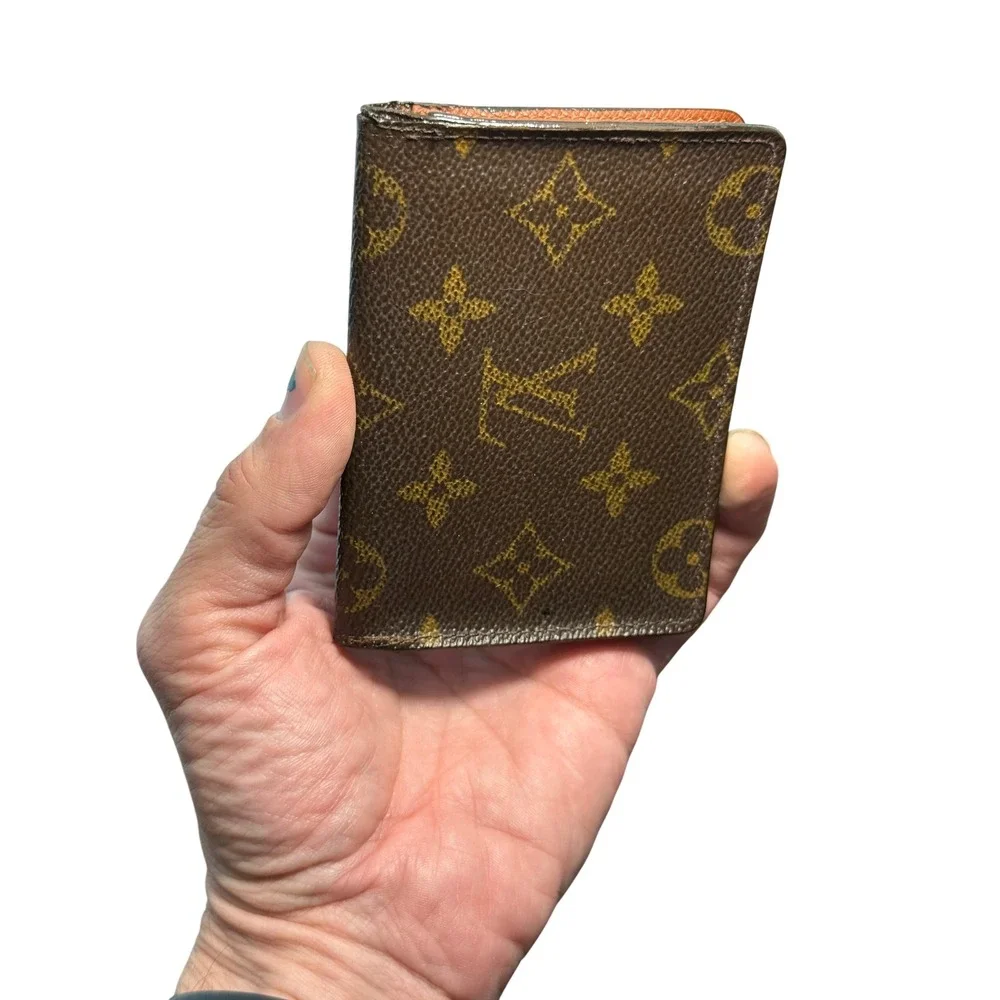 Louis‎ Vuitton Monogram Canvas Porte-Cartes Double ID Card Holder Wallet Brown
